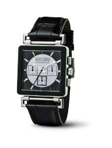    Mens Lets Ask Chronograph Black Leather Moschino Watches