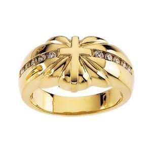    Womens Yellow Gold Diamond Accented Christian Purity Ring Jewelry