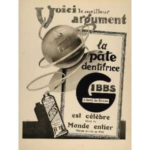  1928 Lithograph Gibbs Toothpaste Pate Dentifrice French 