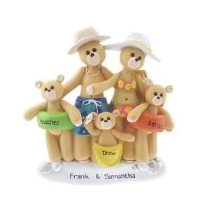   Personalized Beach Bear Family of 5 Christmas Ornament: Home & Kitchen