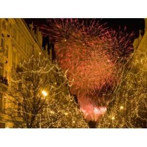 Christmas Lights Along Parizska Street and New Years Day Fireworks 