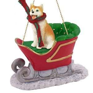   Dog Red & White Sleigh Holiday Christmas Ornament: Home & Kitchen