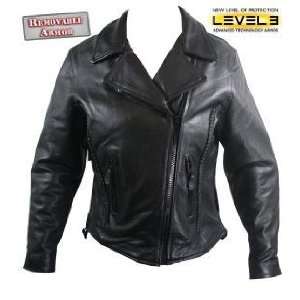 Ladies Level 3 Braided Premium Leather Motorcycle Jacket Sz M  