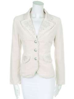   Corduroy Jacket Blazer White Lace Trim Small Medium Large XL  