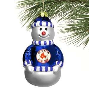    Boston Red Sox Blown Glass Snowman Ornament