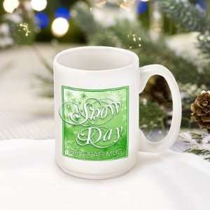  Personalized Green Snow Day Coffee Mug: Kitchen & Dining