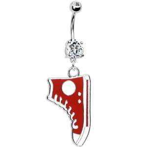  Red Sneaker Stainless Steel Belly Ring Jewelry