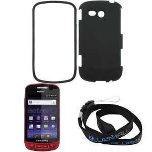 Black Rubberized Snap on Hard Case + Clear LCD Screen Protector + Neck 