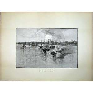  1886 View Circular Quay Sydney Harbour Australia Ships 