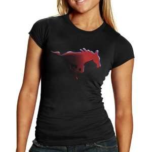 SMU Mustangs Ladies Black Blackout T shirt