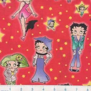  45 Wide Betty Boop Shes A Star Red Fabric By The Yard 
