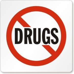  No Drugs Graphic GlassPal Window Decal, White Sign, 6 x 6 