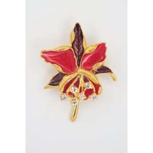  Jewel Flower Alloy Crystal Gold Tone Brooch Pin #BR011 