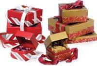 96 Christmas Gift/Favor Boxes w/Ribbons 3 designs!  