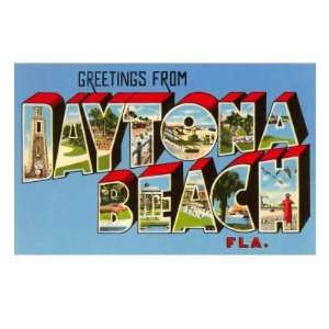  Greetings from Daytona Beach, Florida Giclee Poster Print 