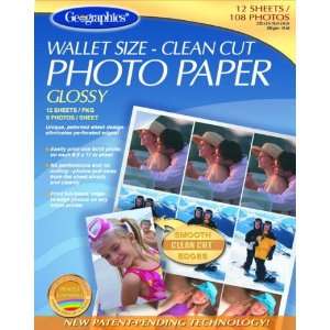 Clean Cut Photo Paper   Wallet Size Glossy, 12 Sheets/Pack, 108 Photos 