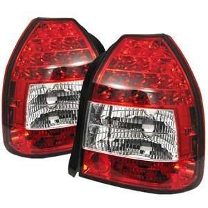   96 00 Honda Civic 3Dr Red/Clear LED Tail Lights: Automotive