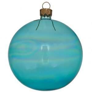   Teal Aqua Blue Clear Glass Ball Christmas Ornament