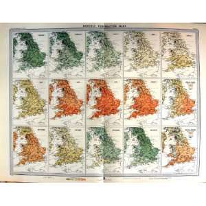  1903 Colour Monthly Temperature Map England Wales