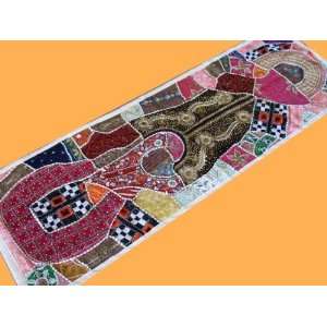   MULTICOLOR SARI RUNNER WALL TAPESTRY HANGING THROW ART: Home & Kitchen