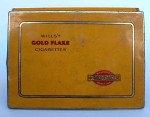 WILLs QUALITY GOLD FLAKE CIGARETTES LITHO TIN BOX CASE  