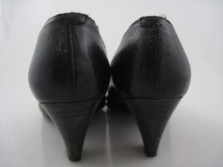 CINCIN Black Leather Etched Pumps Heels Shoes Sz 6.5  