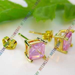 Pink Ice Princess Simulate Diamond Stud Earrings D12#  