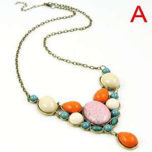  Colorful Resin Pendant Necklace, 3 colors available, 3pcs 