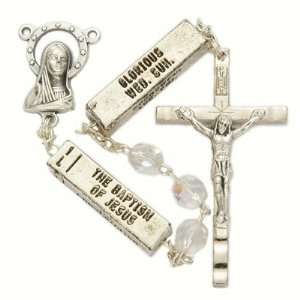   Crystal Fire Polished Beads with Six Tablets and Madonna Center Rosary