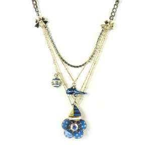   Betsey Johnson Jewelry Yacht Club Flower Whale Layer Necklace Jewelry