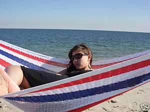 NEW COTTON Mayan Mexican DOUBLE Hammock LIBERTY STRIPES  