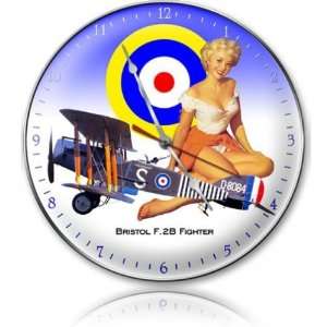   Bristol Fighter Pinup Girls Clock   Garage Art Signs