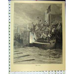   C1870 Boat Race Gustave Dore River Men Cheering Print: Home & Kitchen