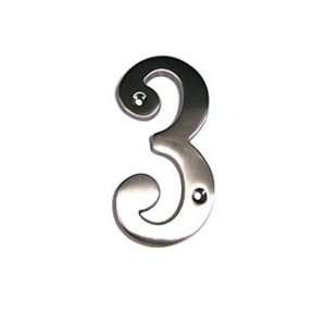 Taymor 25 SN43 25 BN Series Solid Brass 4 Inch House Number, 3, Satin 