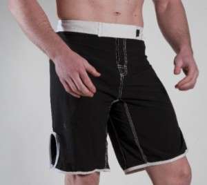 Blank MMA Shorts; Black with White trim  