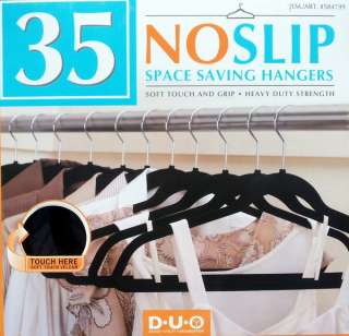   of 35 Clothes Hangers Black Velvet No Slip Thin Closet Velour  