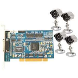  Q See 4 Channel H.264 Real Time PCI DVR Card with 4 CCD Color 