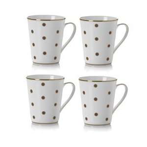  Mikasa Color Studio Brown/Gold Dots Mug, Set of 4: Kitchen 