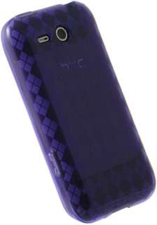 NEW PURPLE PLAID TPU CANDY SKIN CASE FOR HTC FREESTYLE  