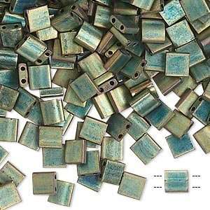  Tila Seed Beads Glass, Opaque Matte Metallic Patina Iris 