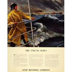 1934 Ad Ships Gulf Refining Oil Clarence Peter Helck   Original Print 