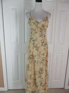 Laundry Shelli Segal Size 8 Long Floral Sleeveless Dress V Neck Rayon 