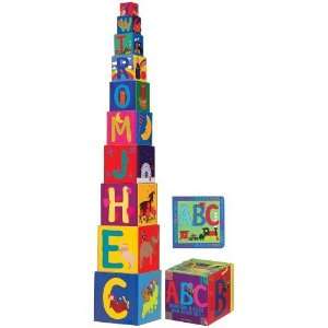    ABC Nesting Building Blocks and Board Book Set: Toys & Games