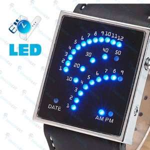   Luxury Style 29 Blue LED Leather Belt Wrist Digital Watch Electronics