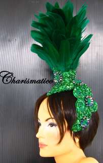 GREEN Drag Queen CABARET Brazilian Feather HEADDRESS  