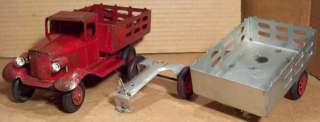 ANTIQUE GIRARD TOYS MARX LIGHTED STAKE TRUCK & TRAILER  