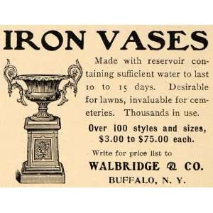 1906 Ad Walbridge & Co. Iron Vases Water Container NY   Original Print 