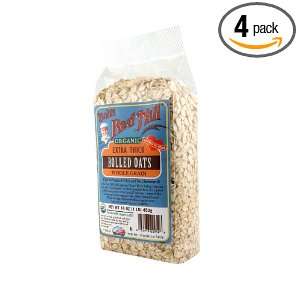 Bobs Red Mill Organic Oats Rolled Thick, 16 Ounce (Pack of 4)  