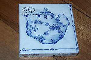   White Teapot / Pot, Cup and Saucer Toile 20 Paper Napkins, Serviettes