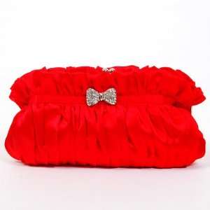  Bowknot Drape Clutch Shoulder Bag Handbag Tote Red Baby